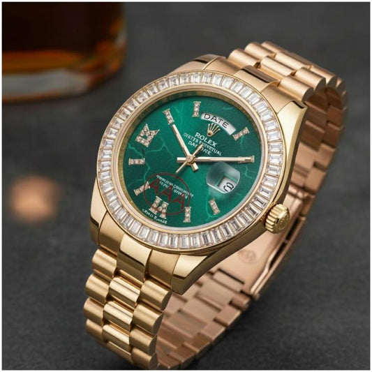 Role_x Oyster Perpetual Day Date Diamond Gold-Green