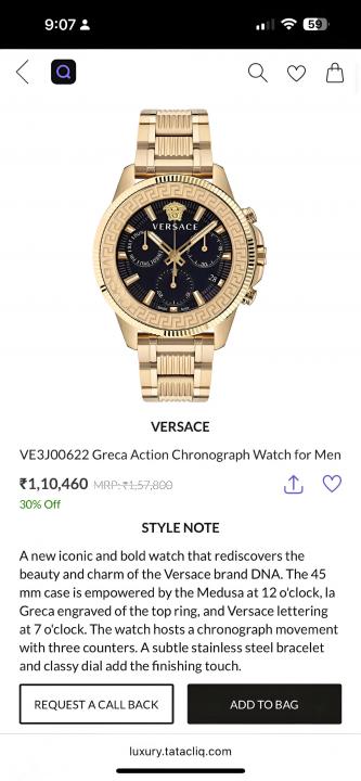 Versacee Grecs Action Chronography Watch For Men