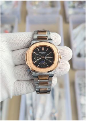Patek_philippe Nautilus Steel Sun Moon 2Ton-Black